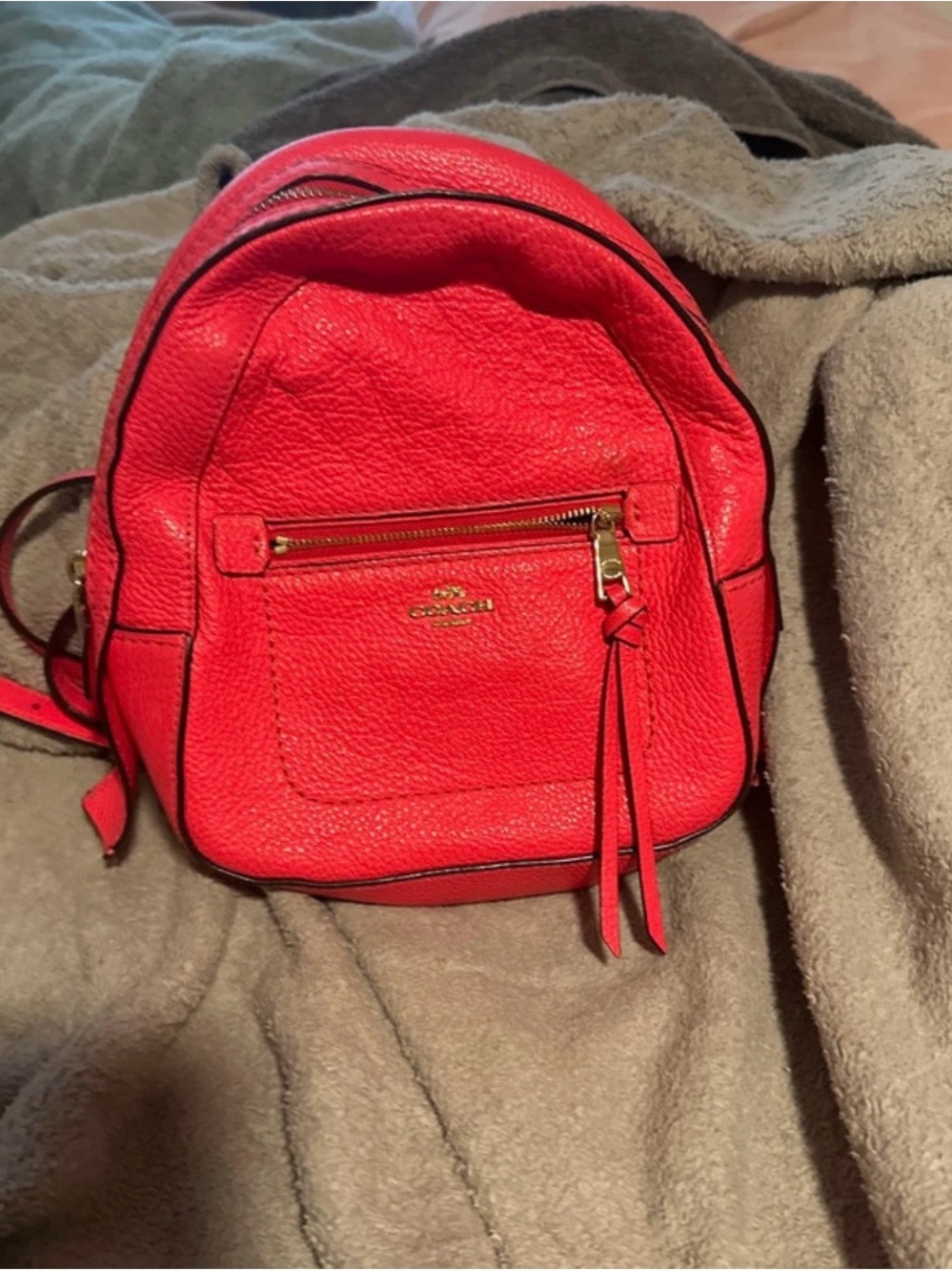 Coach Small Pebbled Leather Backpack in pink